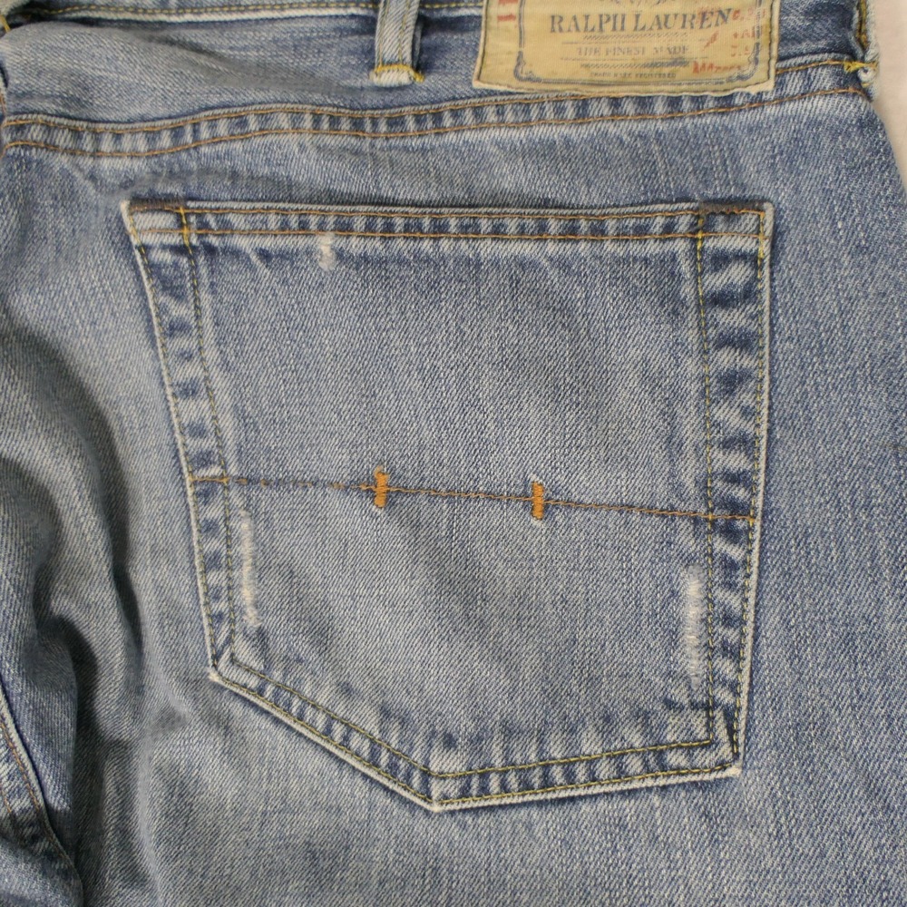 Polo Ralph Lauren 867 Classic Straight Leg Jeans 38x32 Blue Faded Denim Y2K - Picture 11 of 16